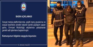 ALEVİLERE HAKARET EDEN TİLKİ GÖZALTINA ALINDI