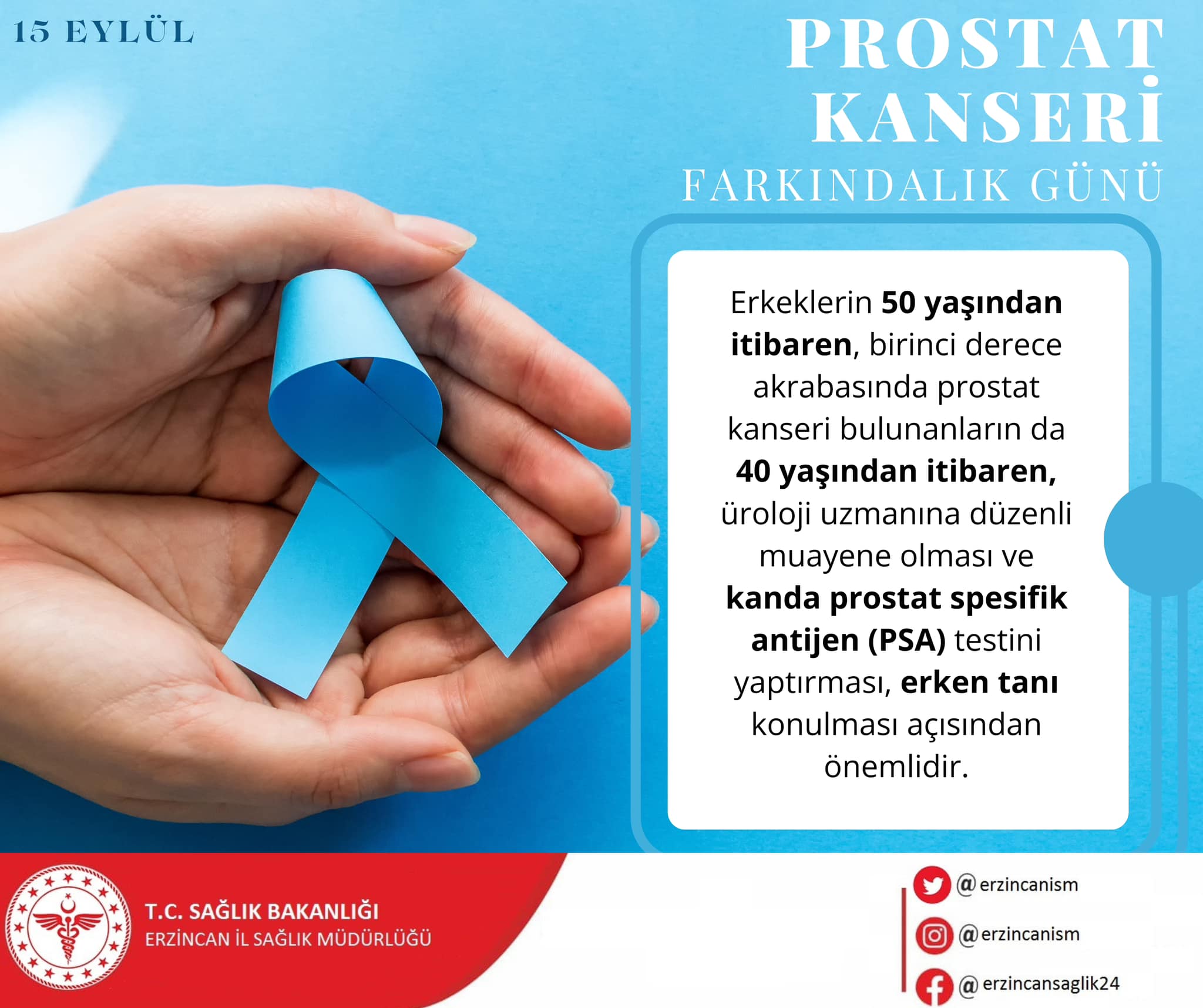 ERZİNCAN İL SAĞLIK MÜDÜRLÜĞÜ PROSTAT KANSERİNE DİKKAT ÇEKTİ