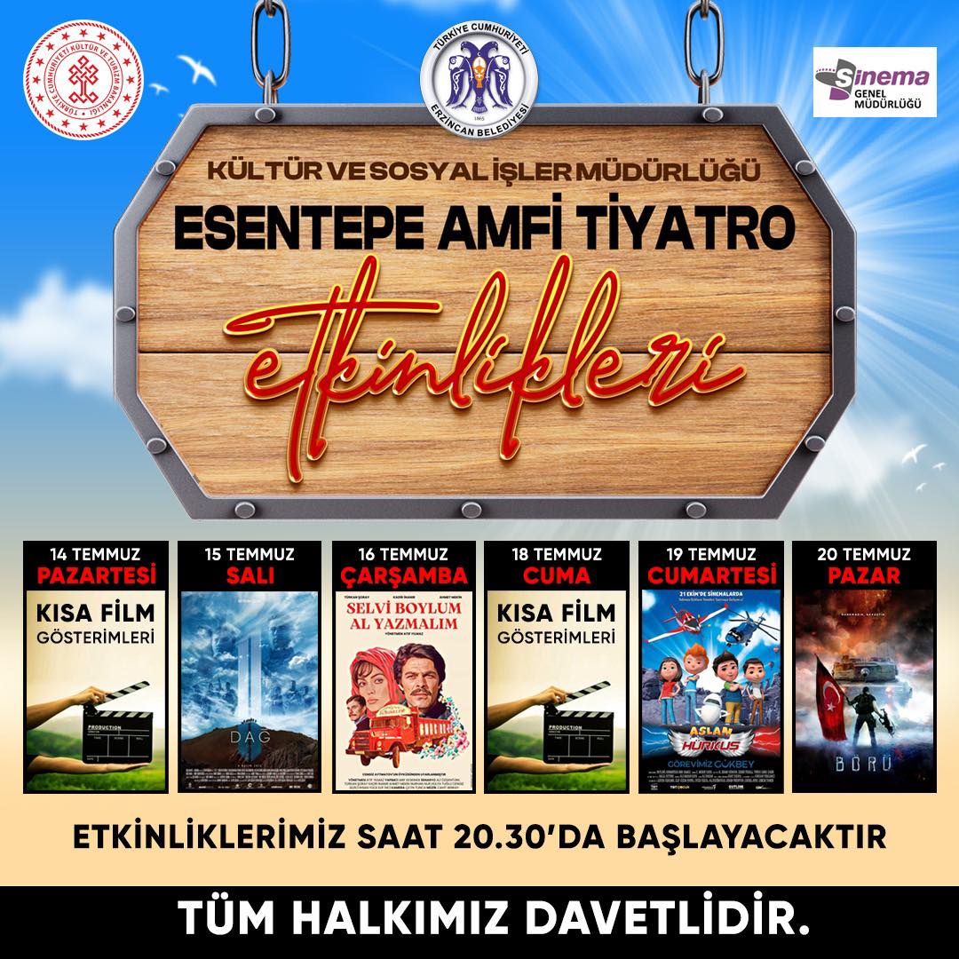ERZİNCAN BELEDİYESİN DEN YAZ AKŞAMLARI SİNEMA KEYFİ