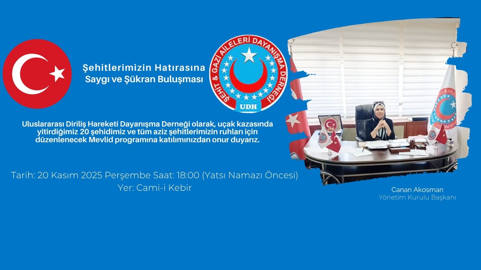 UDH ERZİNCAN ŞUBESİ’NDEN ŞEHİTLER İÇİN ANLAMLI MEVLİD PROGRAMI