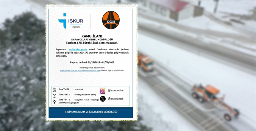 Karayolları Genel Müdürlüğü 175 Sürekli İşçi Alımı Yapacak