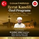 Erzincan’da Berat Kandili Programı: Terzibaba Külliyesi’nde Manevi Buluşma