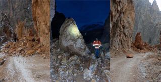 Kemaliyeliler Taş Yolu’nda Taş Düşmesi: Yol Tedbiren Trafiğe Kapatıldı