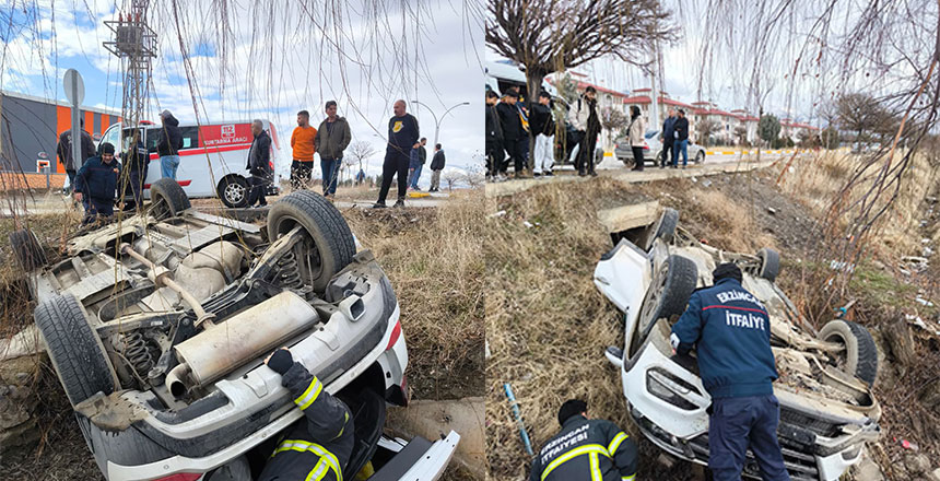 Havaalanı Yolu’nda Tek Taraflı Kaza: Araç Araziye Savruldu