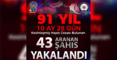 Erzincan’da Aranan 43 Şahıs Adli Makamlara Sevk Edildi