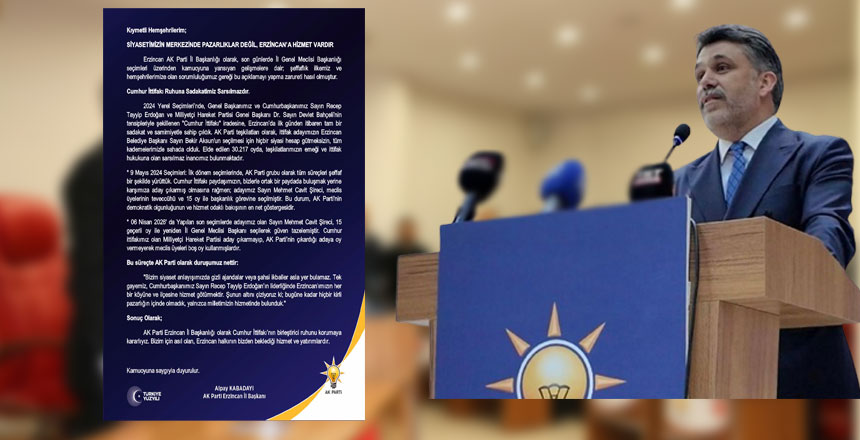AK Parti Erzincan’dan Net Mesaj: “Pazarlık Değil, Hizmet Siyaseti”
