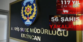Erzincan’da Suça Geçit Yok: Aranan 56 Şahıs Yakalandı