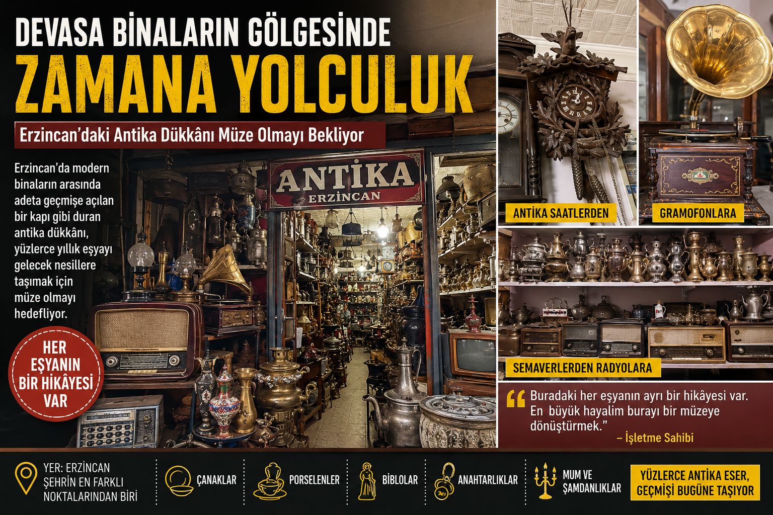 Erzincan’daki Antika Dükkânı Müze Olmayı Bekliyor