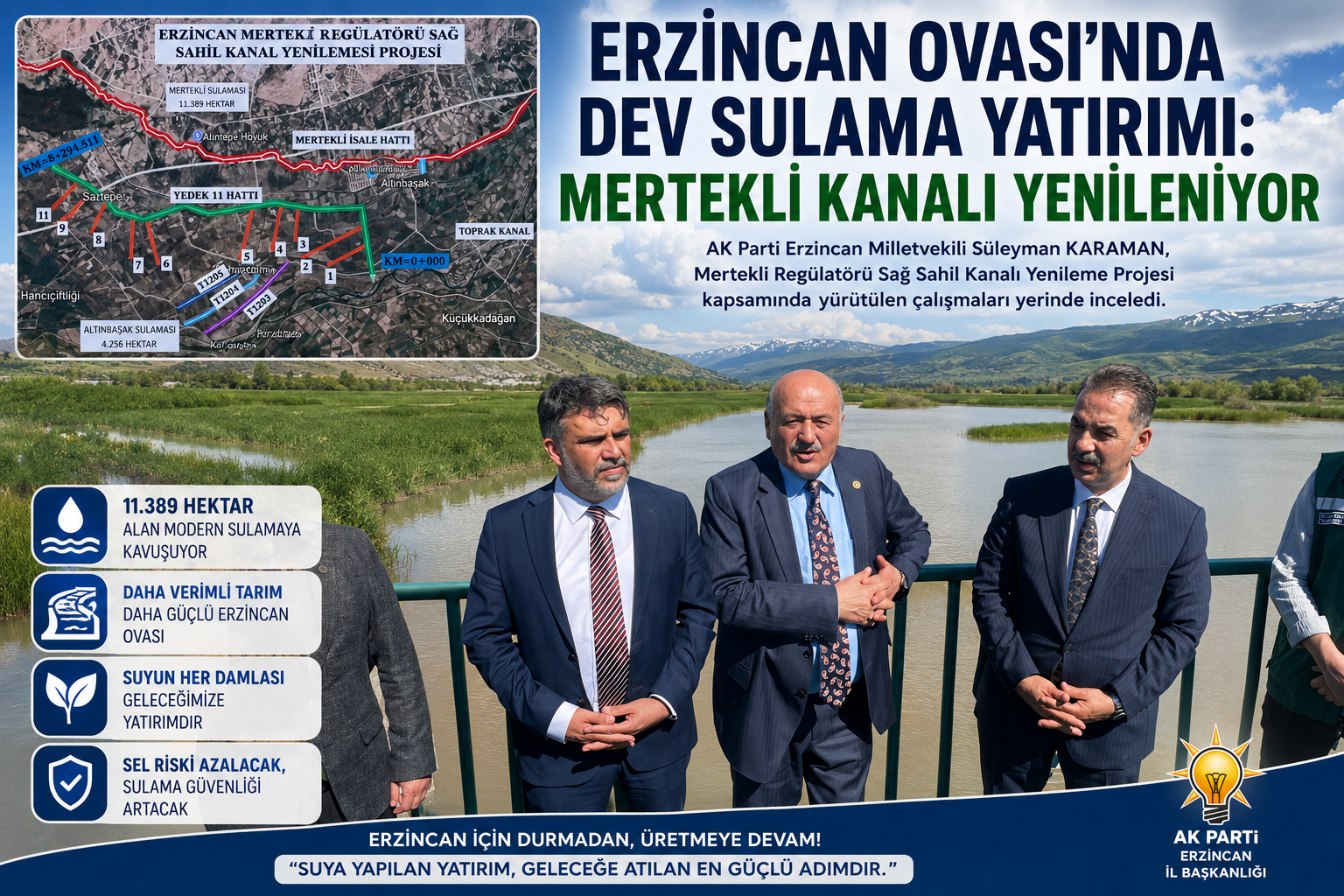 Erzincan Ovası’nda Dev Sulama Yatırımı: Mertekli Kanalı Yenileniyor