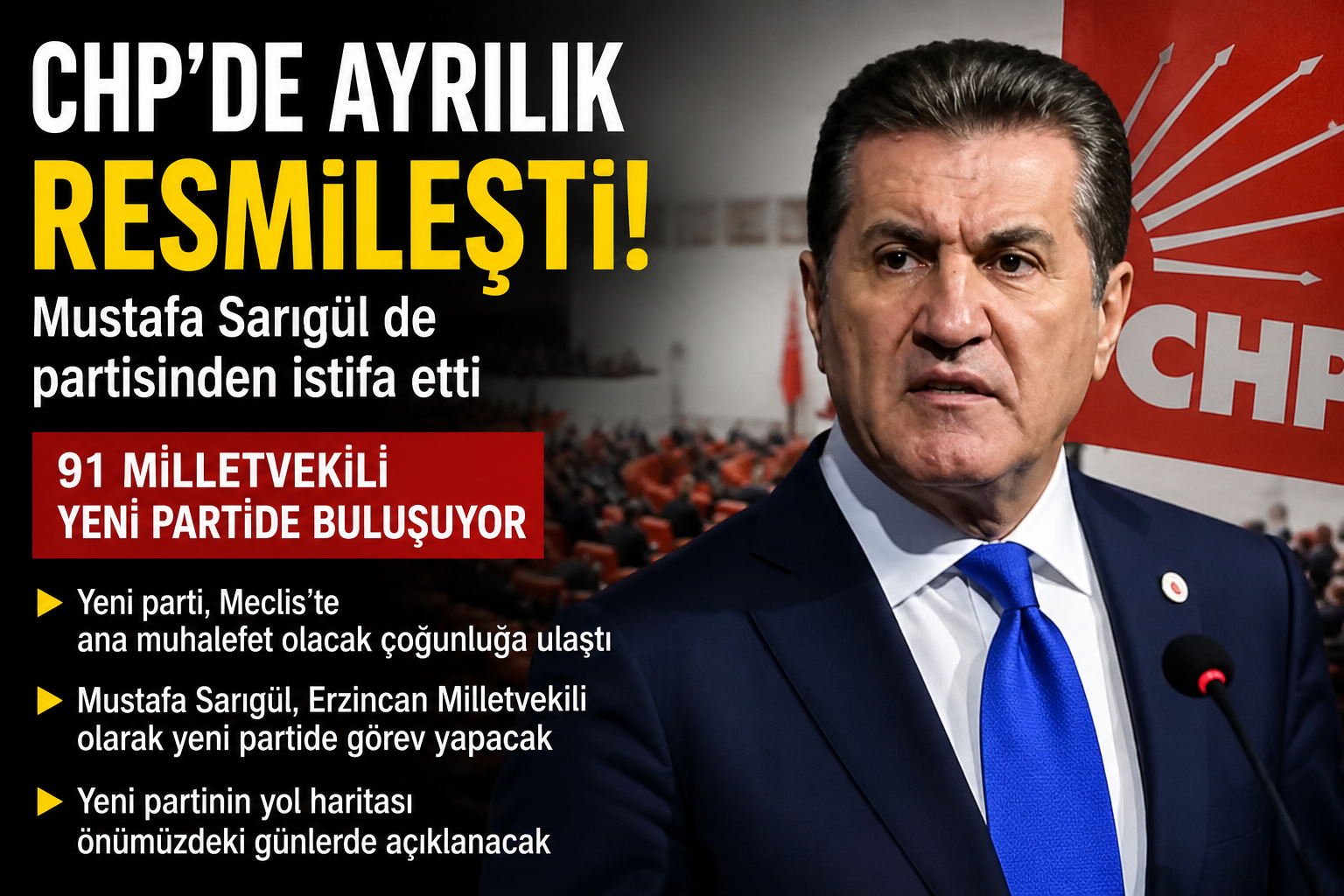 CHP’de Ayrılık Resmileşti: Mustafa Sarıgül de Partisinden İstifa Etti
