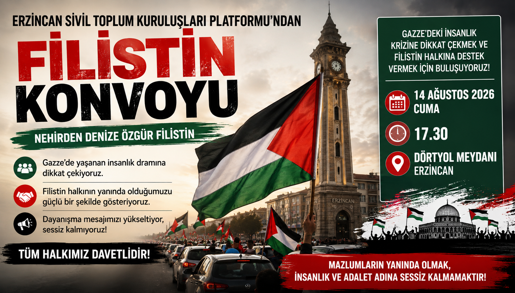 Erzincan’da Filistin İçin Dayanışma Konvoyu Çağrısı