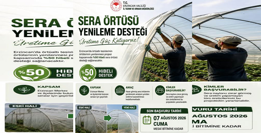 Erzincan’da Sera Örtüsü Desteği İçin Başvurular Başladı