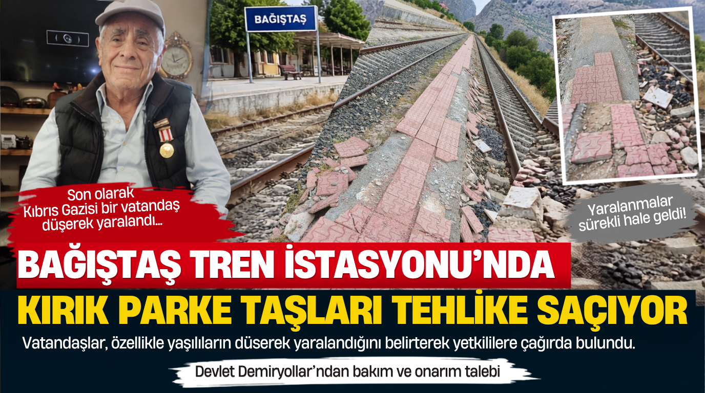 Bağıştaş Tren İstasyonu’nda Tehlike: Kırık Parke Taşları Vatandaşları Mağdur Ediyor