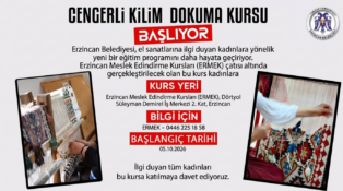 Erzincan’da Cengerli Kilim Dokuma Kursu Başlıyor