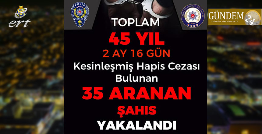 Erzincan’da Aranan 35 Şahıs Yakalandı